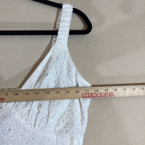 Abercrombie & Fitch Maxi Dress Large Tall White Eyelet Babydoll Tiered Ruffle - Picture 8 of 13